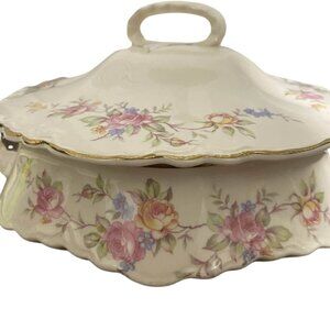 Vintage 1947 Homer Laughlin Oval Rose Tureen Casserole Dish